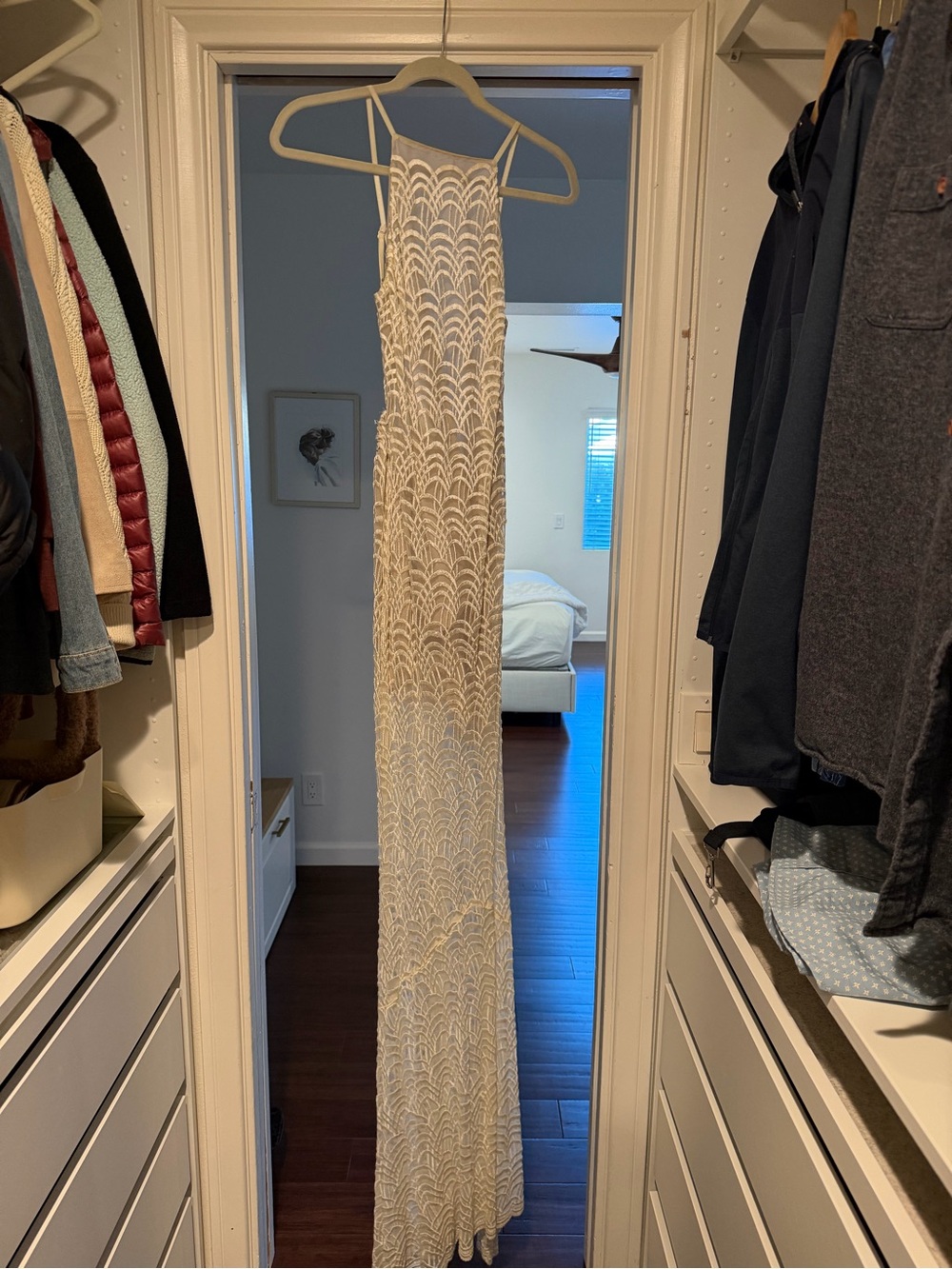 Stone Cold Fox Ivory Crochet High-Neck Bridal Dress